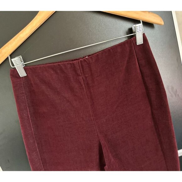 Theory Womens Pants in Burgundy Slim-Fit Cotton Velvet  Holliday Evening  Size 8 - Picture 3 of 7